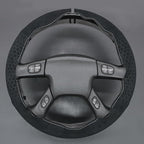 MEWANT Suede Steering Wheel Cover for Chevy Silverado 1500 2003-2006 DIY Hand-Stitched Non-Slip Grip Black Embossed Wrap