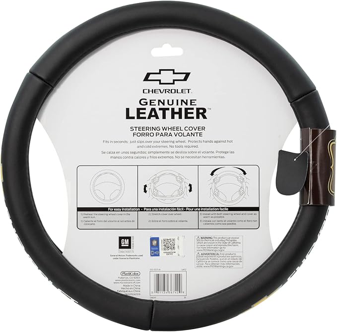 Plasticolor 006742R03 Chevrolet Genuine Leather Steering Wheel Cover