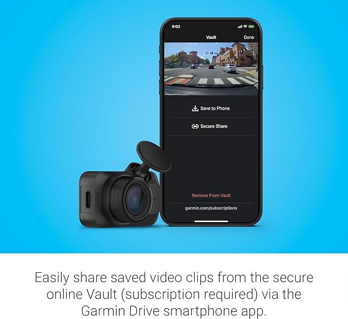 Garmin Dash Cam™ Mini 3, Ultracompact 1080p HD Dash Cam with a 140-degree Field of View, Built in Clarity™ Polarizer, Voice C