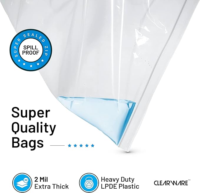 25 Large Storage Bags With Zipper Top - 5 Gallon Bags (18x24, 25, Count)