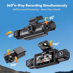 AZDOME 4 Channel Dash Cam 360°View,2K Dash Camera for Cars,Front and Rear Left Right Wireless Car Camera,Find My & APP Contro