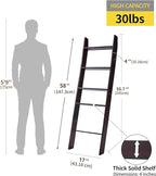 XUNIQUE 5-Tier Blanket Ladder for The Living Room, 4.8 FT Anti-Slip Decorative Ladder Shelf Leaning Quilt Rack, Lightweight, 