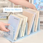 SAYEEC Desk File Sorter Vertical Desktop File Folder Organizer 4 Section Plastic Book Holder Adjustable Shelf Dividers Closet