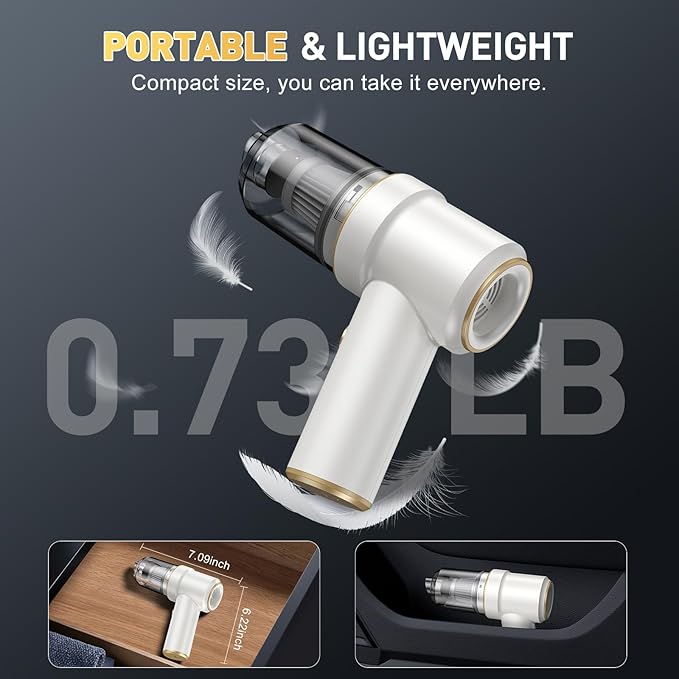 KMM Handheld Car Vacuum Cleaner, 9000PA Vacuum Cleaner & Air Duster, 120W High Power Vacuum Portable Cordless, Hand Held Vacu