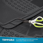 BDK ProLiner Floor Mats for Cars Trucks SUV, 2-Piece All-Weather Car Mats with Universal Fit Design, Durable Car Floor Mats with Capture Ridges, Waterproof Rubber Floor Mats for Cars (Black)