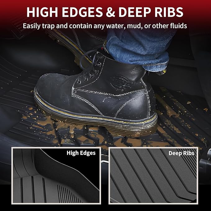 LASFIT Floor Mats for BMW 3 Series 2012-2018 320i 328d 328i 330e 330i 335i 340i M3 RWD & Sedan Only(Not for 335is, X-Drive, GT), All Weather TPE Custom Fit Car Liners 1st & 2nd Row Mat, Black