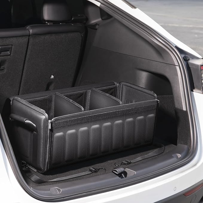 Spigen Trunk Organizer Collapsible Heavy Duty Foldable with Lid for SUV, Model Y juniper (2025/26),
