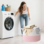 115L Extra Large Pink Woven Cotton Rope Basket with Handles, Kids Nursery Laundry Hamper for Toys, Blankets, Pillows & Comfor