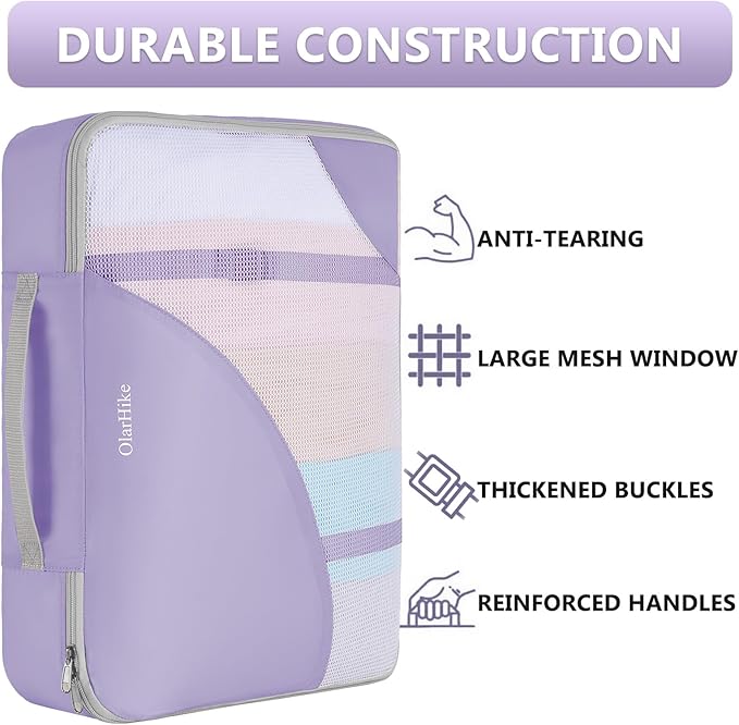 8 Set Packing Cubes for Travel, Gifts for Women Mom,Anti-Tearing Suitcase Organizer for Luggage with Shoe & Hanging Toiletry 