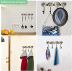 Coat Rack Wall Mounted with 4 Hook, Heart Glass Finishes Animal Pattern Elephant Lion Zebra Leopard Decorative Wall Hooks for
