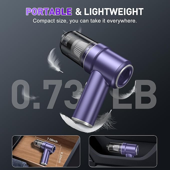 KMM Handheld Car Vacuum Cleaner, 9000PA Vacuum Cleaner & Air Duster, 120W High Power Vacuum Portable Cordless, Hand Held Vacu