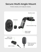 Wireless Car Charger Multi-Angle Adjustable Dashboard/Windshield Mount Smartphones, Magnetic Car Phone Holder, Fast Charging, Universal Dashboard Fit, Gifts for Mom