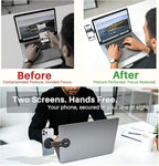 2026 Upgraded Magnetic Phone Holder for Laptop & Monitor, Foldable Hidden Continuity Camera Mount for MagSafe iPhone 17/16/15/14/13/12, Adjustable Phone Stand for Computer/Tesla, Black