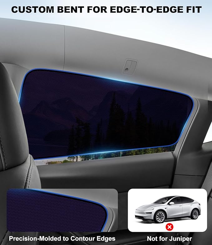 XCBYT Car Window Shades for Tesla Model Y 2020-2024 (Not for 2025 2026 Model Y Juniper) | Static Cling Rear Side Sun Shade, UV & Heat Blocking, Privacy Protection, Easy On & Off