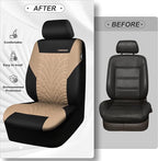 CAR PASS Car Seat Covers Two Front Only for Car, 3D Tyre Print Automotive Interior Covers, Airbag Compatible, Quick Setup Uni