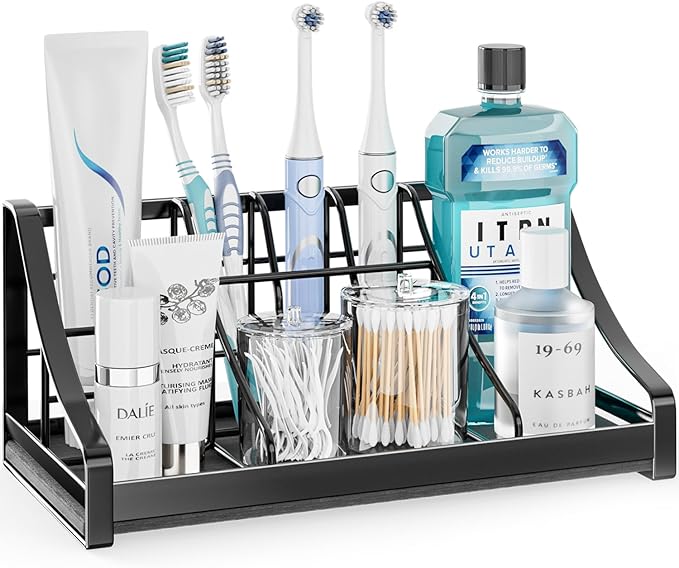 Toothbrush Holder Instant-Dry Organizer - Bathroom Countertop Organizer Kids Electric Toothbrush Toothpaste Holders - 7 Slots