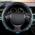 Blue Embroidery Butterfly Car Steering Wheel Cover,14.5-15 Inch Universal Leather Covers Breathable Anti-Slip Odorless Steeri