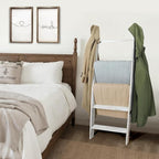 Honest Blanket Ladders for The Living Room, 5-Tier Blanket Holder, Wall-Leaning Blanket Rack, Ladder Shelves, Wooden Quilt La