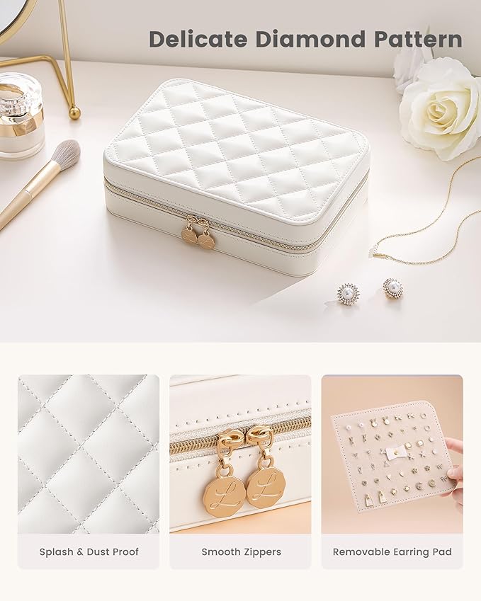 Lolalet Travel Jewelry Case for Women Girls, Travel Jewelry Organizer with Clear Storage Bag Small Portable Jewelry Box for N