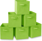 Casafield Set of 6 Collapsible Fabric Cube Storage Bins, Lime Green - 11" Foldable Cloth Baskets for Shelves, Cubby Organizer