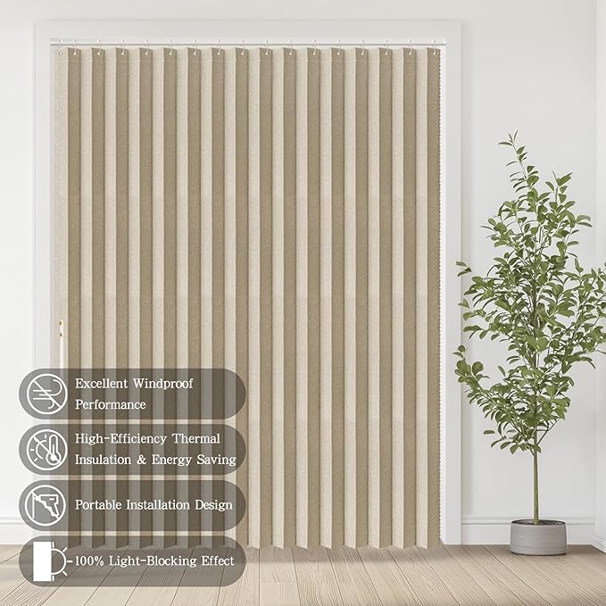 Jilron Accordian Door Curtain, 100% Blackout Folding Magnetic Doorway Curtains,Linen Style Closet Doors,for Room Divider,Priv