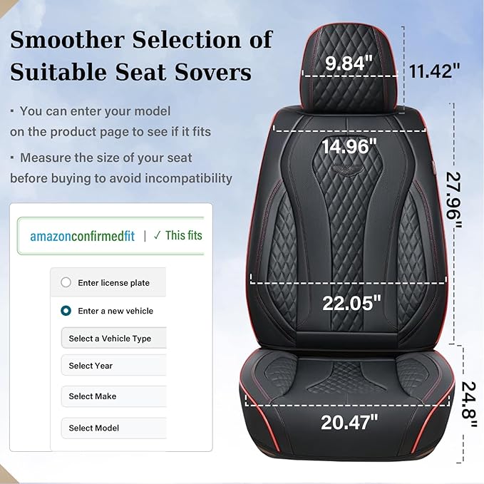 Coverado Seat Covers, Car Seat Covers Front Seats, Black Car Seat Cover, Waterproof Automotive Seat Covers, Seat Cushion, Fro