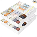 DIMJ Drawer Organizers Clothes, Set of 16 Dresser Organizer Bins, Fabric Closet Organizers and Storage, Shallow Drawer Divide