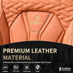 FLORICH Car Seat Covers Full Set Orange Seat Cover Front Seats and Back Leather Seat Covers for Cars Waterproof Car Seat Cush