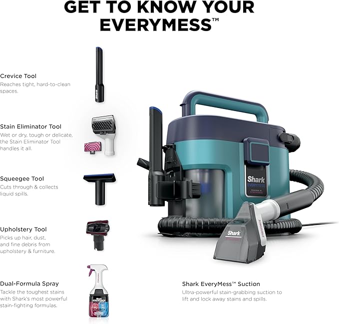 Shark EveryMess™ | Ultra-Powerful 3-in-1 Wet Vac, Dry Vac, & Stain Eliminator | StainForce Technology, Perfect for Homes, Pet