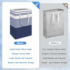 BlissTotes 3-Pack Laundry Basket, Freestanding＆Waterproof Laundry Hamper, Collapsible Tall Clothes Hamper with Easy Carry Han