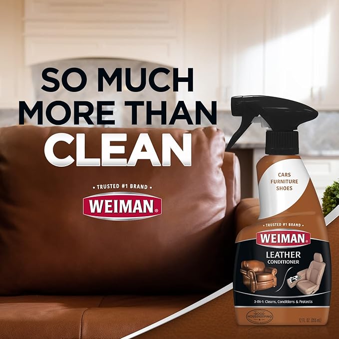 Weiman Leather Cleaner and Conditioner for Use on Your Couch Chair Purse Wallet Shoes Boots Saddle Belt Jacket Car Seat