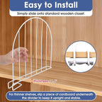 Closet Organizers and Storage, 8 Pack 12'' Extra Tall Shelf Dividers, Metal Closet Dividers Shelf Organizer for Wood Shelves,