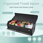 Car Trunk Organizer, Leather Trunk Organizer for Suv with Lid and Push-pull Handle Car Trunk Leather Storage Box Extra Large Ca