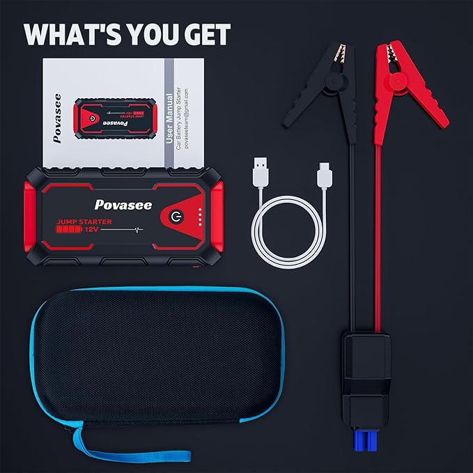 Povasee Jump Starter 5000A Car Jumper Starter, Model A30 12V Jump Box for Car Battery up to 10L Gas or 8L Diesel Engine