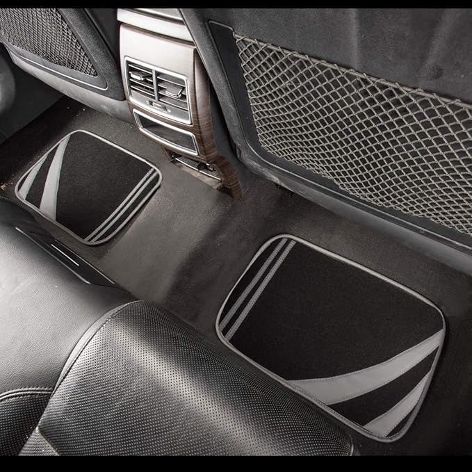 CAR PASS Carpet Car Floor Mats, Edge Leather Waterproof Car Mats with Double Stitch Line and Anti-Slip Backing Design, Fit 95