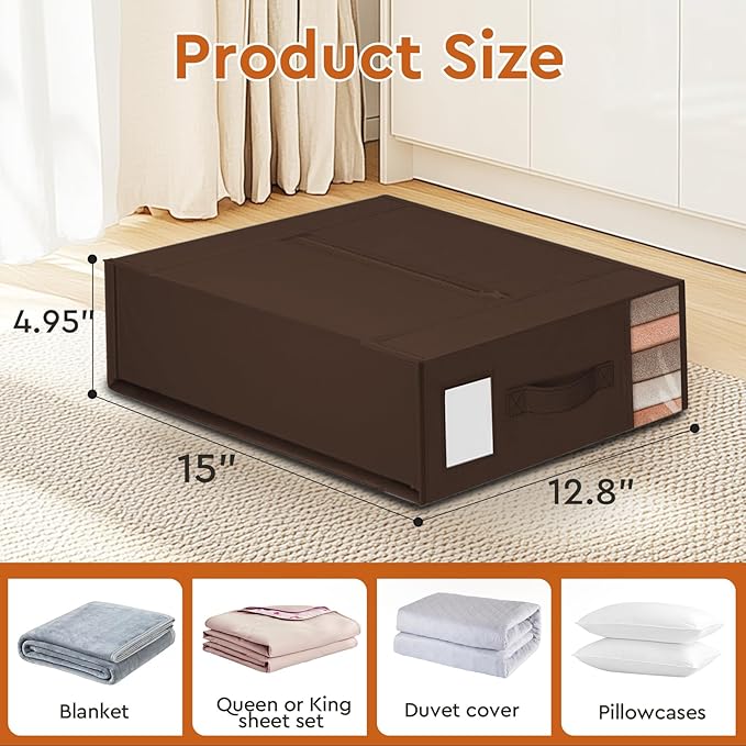 StorageTastic 4 Pack Bed Sheet Closet Organizers and Storage,Sturdy Foldable Storage Containers with Window and Label,Storage