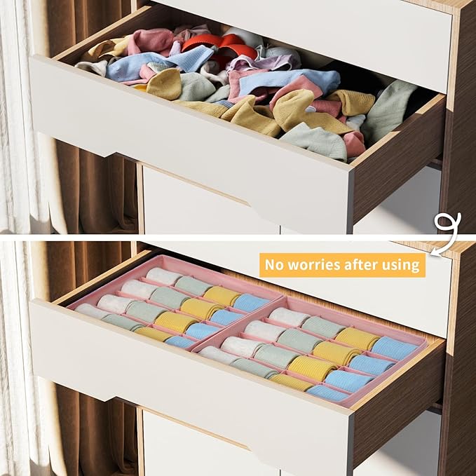 Joyoldelf Sock Drawer Organizer Divider, 16-Cell Underwear Organizers and Storage Fabric Drawer Organizer for Socks, Lingerie