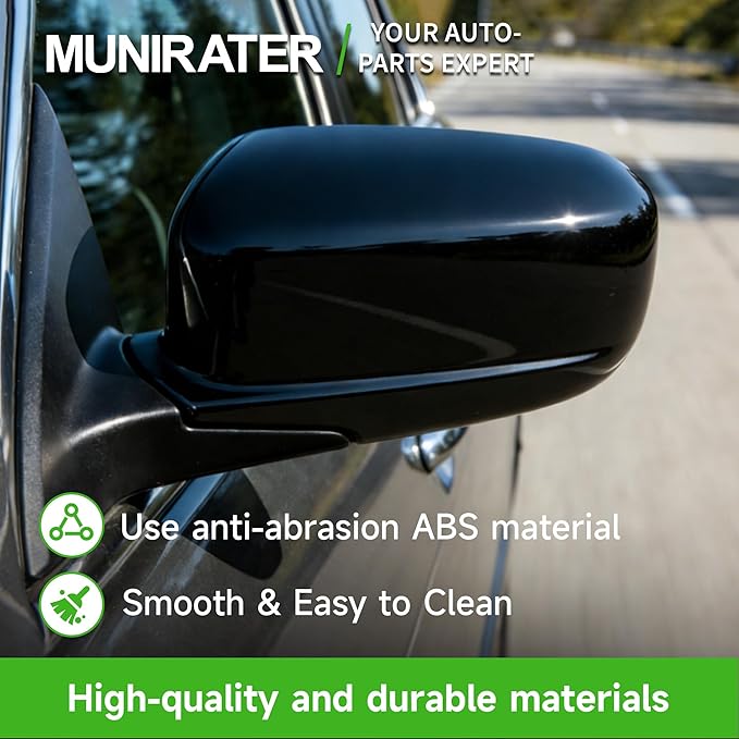 munirater 2Pcs Front Driver Side and Passenger Side Rearview Mirror Cover Cap Replacement for 2008-2012 Accord