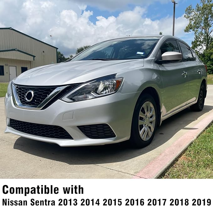 Moonlinks Compatible with Nissan Sentra 2013 2014 2015 2016 2017 2018 2019 Left Side Mirror Cover Replacement, Silver Left Driver Side Door Rearview Mirror Cap Trim