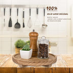 Round Decorative Tray Wood Bathroom Counter Organizer Farmhouse Kitchen Decor Wooden Riser for Soap Dish, Perfume, Candle, Sp