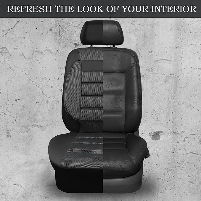 CAR PASS Leather 3D Foam Back Support Car Seat Covers Full Set Air Mesh Automotive Seat Covers, All Season Car Seat Cover Fit