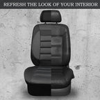 CAR PASS Leather 3D Foam Back Support Car Seat Covers Full Set Air Mesh Automotive Seat Covers, All Season Car Seat Cover Fit