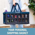 CleverMade Eco Collapsible Shopping Basket with Handles, 24L Stone, 3 Pack