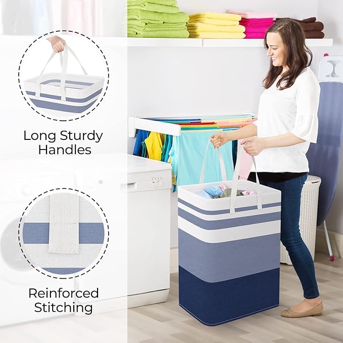 StorageRight Laundry Basket Hamper Large Collapsible Laundry Hamper with Easy Carry Handles，Freestanding Clothes Hampers for 