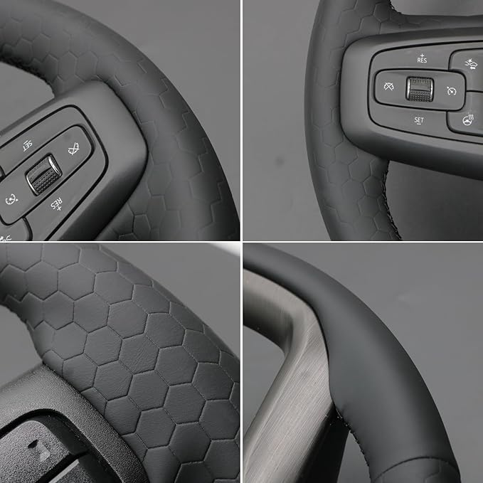 MEWANT Steering Wheel Cover for GMC Sierra 1500 / 2500 / 3500 & Yukon (XL) Hive Microfiber Leather