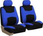 FH Group Car Seat Covers Front Set Blue Cloth-Seat Covers for Low Back Car Seats with Removable Headrest,Universal Fit,Automo