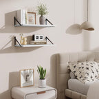 Deep Floating Shelves,24" Wx10 D Floating Shelf for Wall Set of 2,Hanging Storage Shelf with Metal Brackets,Wide Display Wall