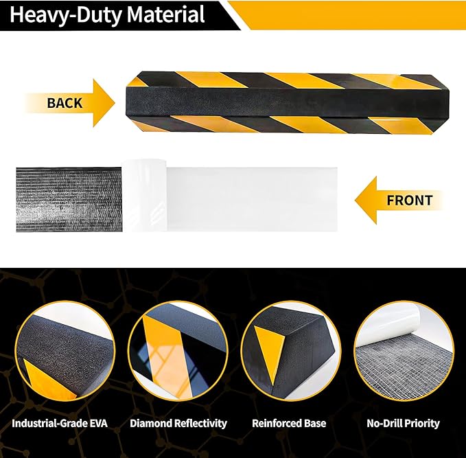 Garage Smith Parking Aid - Lightweight EVA Parking Guide with Reflective Strips, No-Drill Peel & Stick for Compact Cars (2-Pack, Includes Adhesive & Screws)