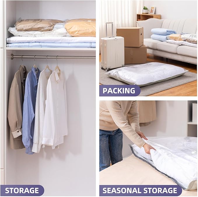 TAILI 6 Pack Vacuum Storage Bags for Comforter and Blankets, XXL Jumbo Vacuum Seal Bags for Bedding (47x39 Inch), Huge Space 