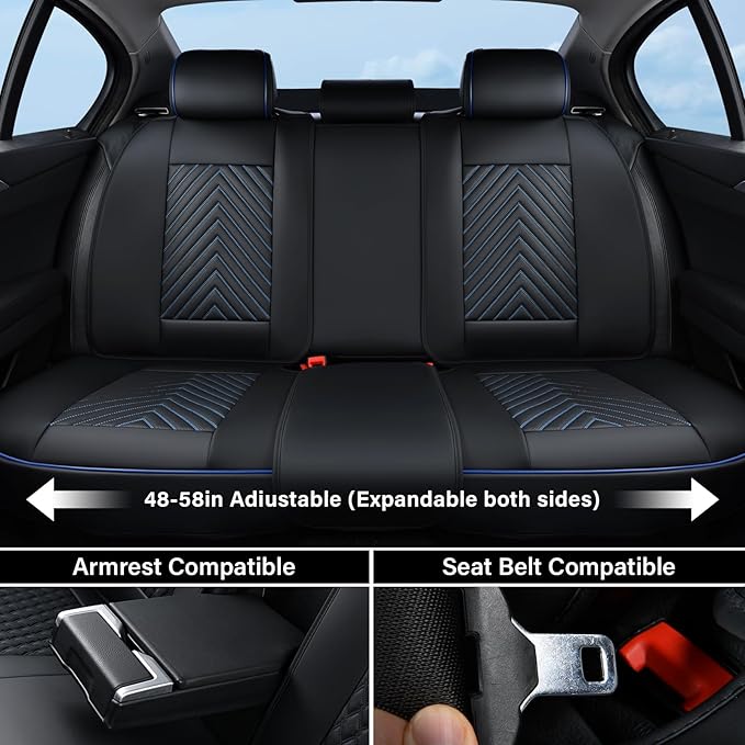 Coverado Car Seat Covers Full Set, Faux Leather Seat Covers for Car, Luxury Automotive Seat Covers Waterproof Car Seat Protec